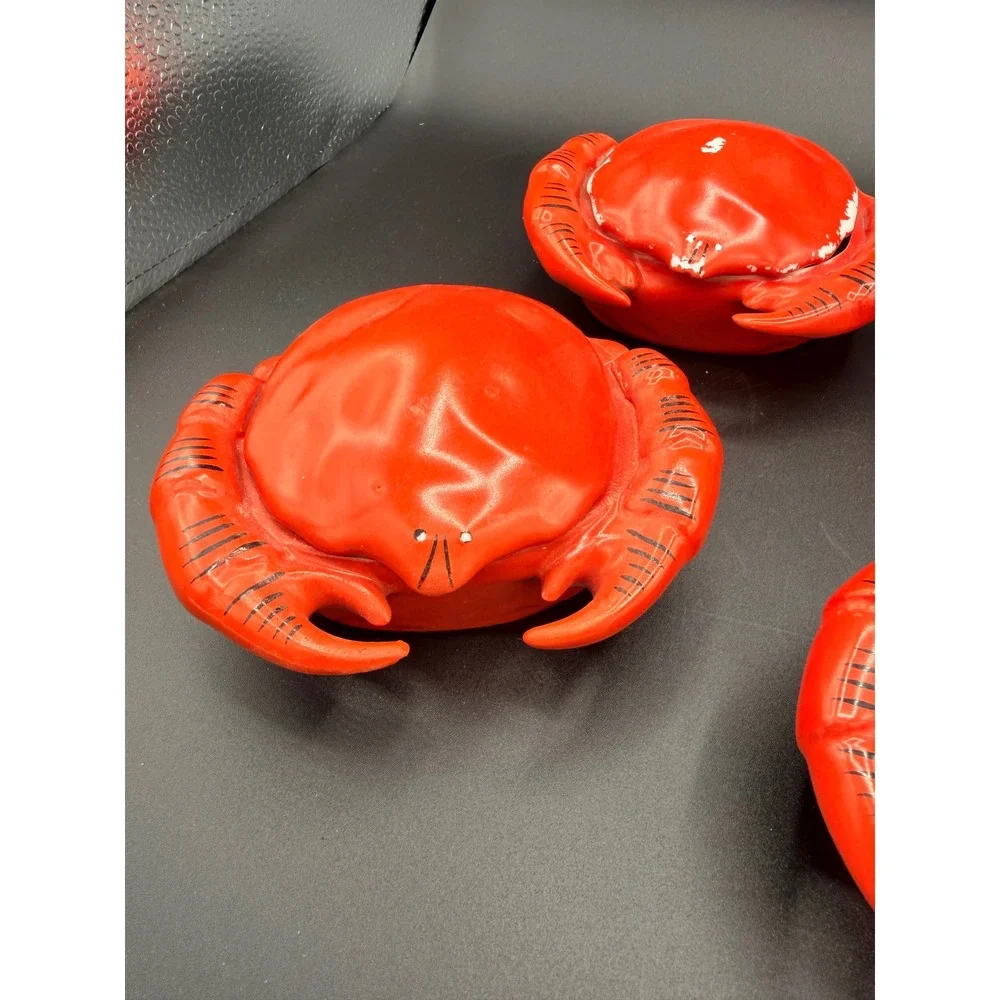 Vintage PV Czechoslovakia rare Ceramic Crab Dishes Set of 4 Ramekins 30037
